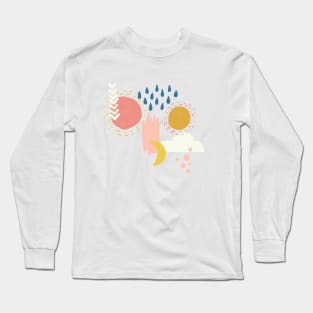 Abstract Weather - Coral + Blue Long Sleeve T-Shirt